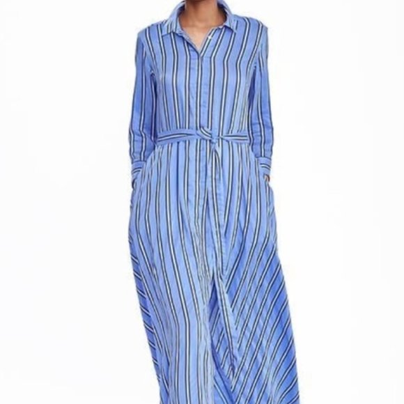 Belted Striped Long Shirt Dress - Picture 2 of 2